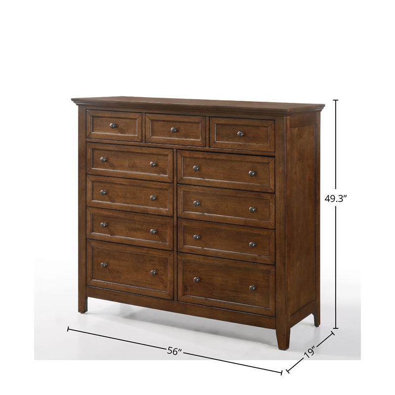 Pemberly Row Transitional 11-Drawer Solid Wood Gentlemen's Chest Tuscan