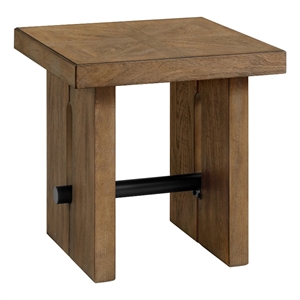 Pemberly Row 24x24&quot Modern Rustic Wood End Table in Weathered Oak