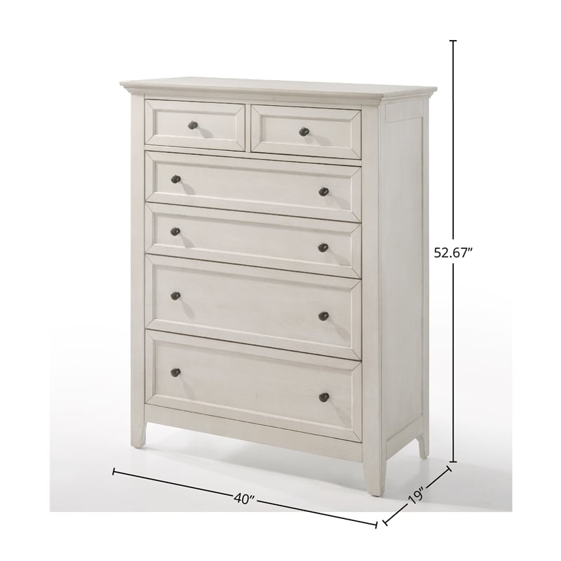 Pemberly Row 6-Drawer Solid Wood Standard Chest in Rustic White