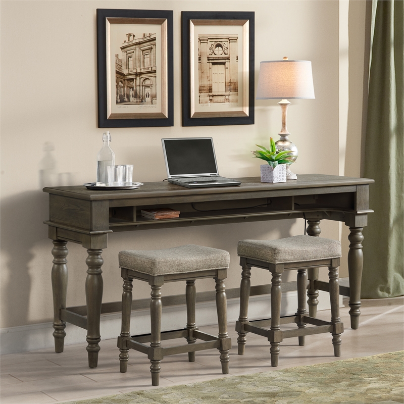 Pemberly Row Oak Veneer Wood Backless Stool in Oak (Set of 2)