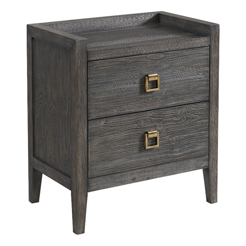 Pemberly Row Transitional 2-Drawer Wood Nightstand in Brindle Gray