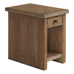 Pemberly Row 16x24&quot Modern Wood Chairside Table in Weathered Oak