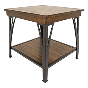 Pemberly Row Traditional Solid Birch Wood End Table in Copper Finish
