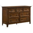 Pemberly Row 7-Drawer Transitional Birch Veneer Wood Dresser in Brown