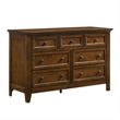 Pemberly Row 7-Drawer Transitional Birch Veneer Wood Dresser in Brown