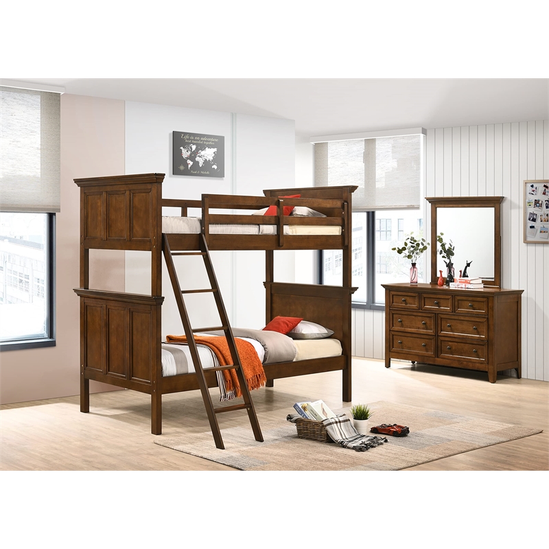 Pemberly Row 7-Drawer Transitional Birch Veneer Wood Dresser in Brown