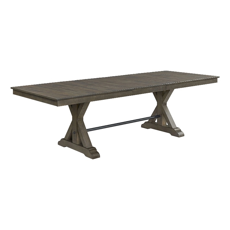 Pemberly Row Transitional Solid Acacia Wood Table in Brushed Charcoal