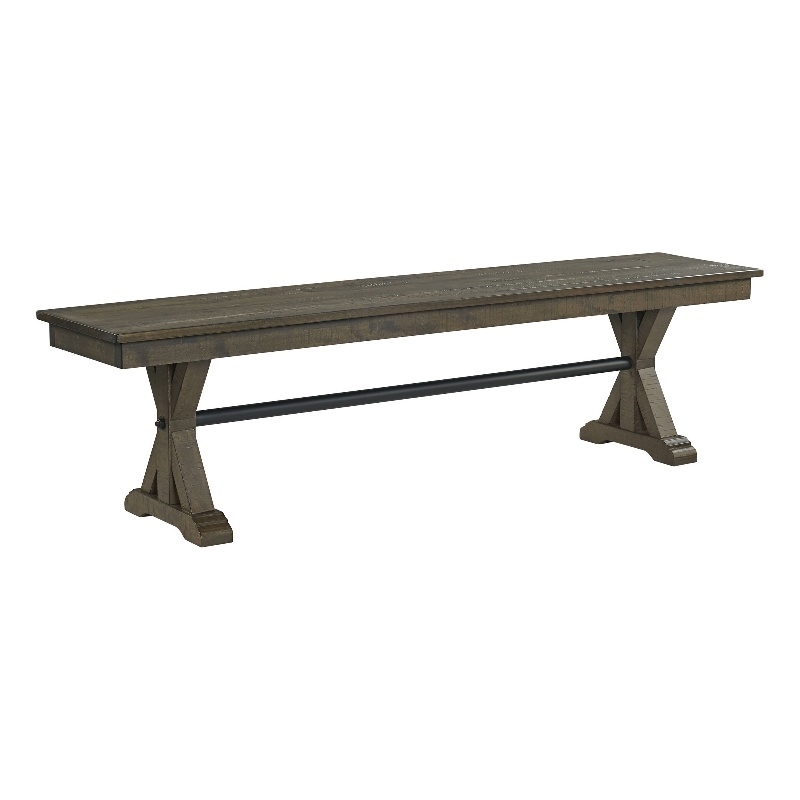 Pemberly Row Transitional Solid Acacia Wood Backless Bench in Charcoal
