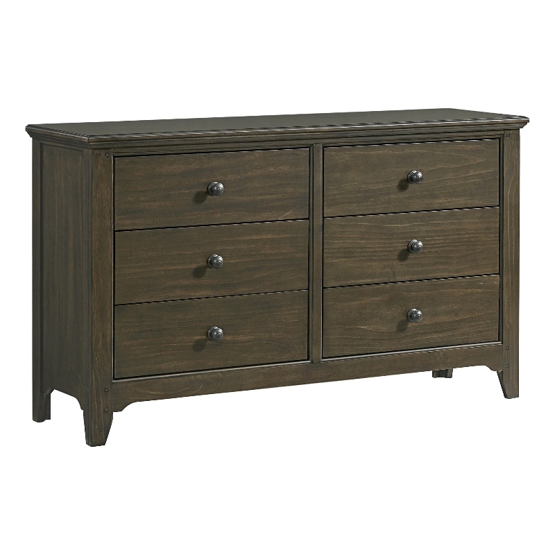 Pemberly Row 6-Drawer Farmhouse Solid Wood Dresser in Rock Gray