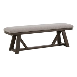 Pemberly Row 59&quot Transitional Oak Veneer Wood Backless Bench in Brown