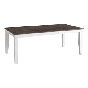 Pemberly Row Transitional Solid Mango Wood Dining Table in Gray & White