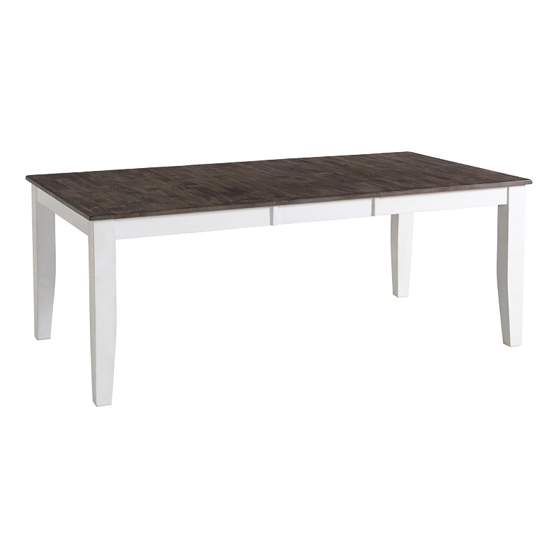 Pemberly Row Transitional Solid Mango Wood Dining Table in Gray & White