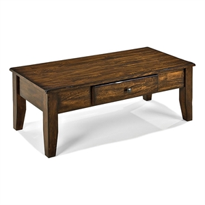 Pemberly Row 48x22&quot Transitional Solid Mango Wood Coffee Table in Brown