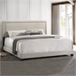 Pemberly Row Modern Fabric King Upholstered Bed in Fog Beige