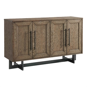 Pemberly Row 60&quot Modern Oak Veneer Wood Server in Brushed Brown
