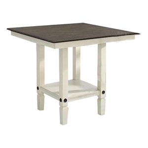 Pemberly Row Farmhouse Wood Gathering Table in White/Charcoal