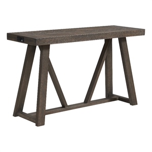 Pemberly Row Modern Oak Veneer Wood Sofa Table in Reclaimed Chevron Gray