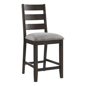 Pemberly Row Wood Ladder Back Stool in Black/Walnut (Set of 2)
