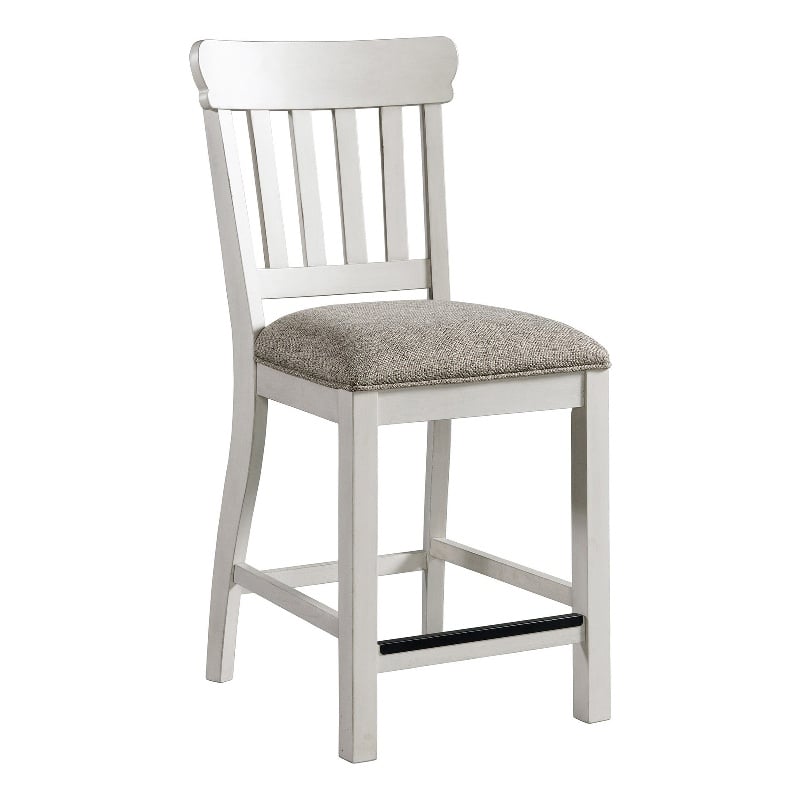Pemberly Row Wood Counter Height Stool in White/Oak (Set of 2)