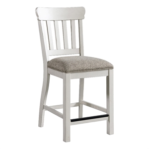 Pemberly Row Wood Counter Height Stool in White/Oak (Set of 2)