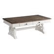 Pemberly Row Traditional Wood Coffee Table in Rustic White/Oak