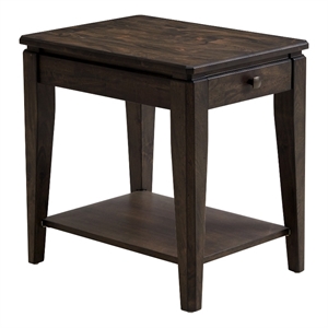 Pemberly Row 18x24&quot Contemporary Wood Chairside Table in Brown