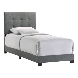Pemberly Row Modern Fabric Twin Upholstered Bed in Gunmetal Gray