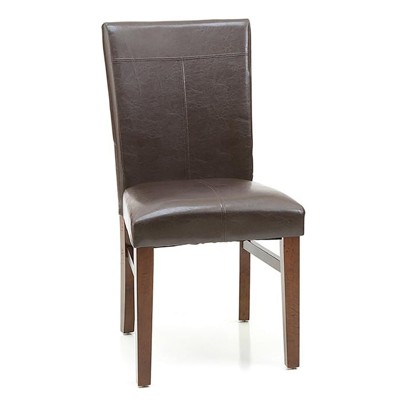 Pemberly Row PU and Wood Parson's Side Chair in Brown (Set of 2)
