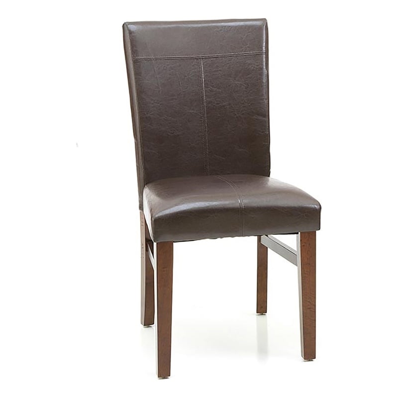 Pemberly Row PU and Wood Parson's Side Chair in Brown (Set of 2)
