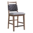 Pemberly Row Transitional Wood Woven Stool in Chestnut (Set of 2)