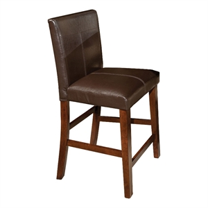 Pemberly Row 24&quot Wood and PU Parson's Barstool in Brown (Set of 2)