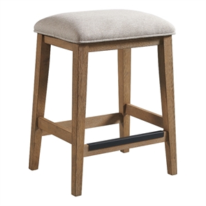 Pemberly Row 24&quot Modern Wood Backless Barstool in Brown (Set of 2)
