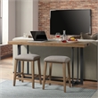 Pemberly Row Transitional Oak Veneer Wood Sofa Bar Table in Dune Brown