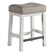 Pemberly Row Wood Backless Stool with Cushion Seat White (Set of 2)