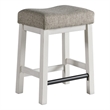 Pemberly Row Wood Backless Stool with Cushion Seat White (Set of 2)