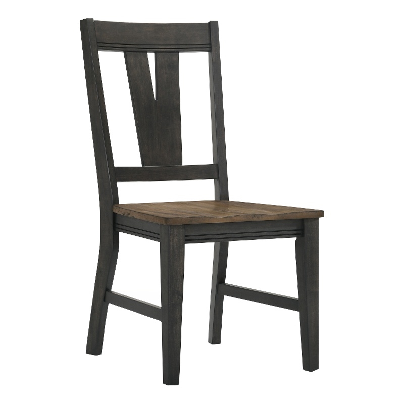 Pemberly Row Transitional Wood Splat Back Chair in Brown (Set of 2)