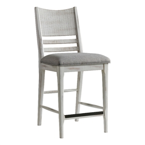 Pemberly Row Modern Rustic Wood Panel Back Stool in White (Set of 2)