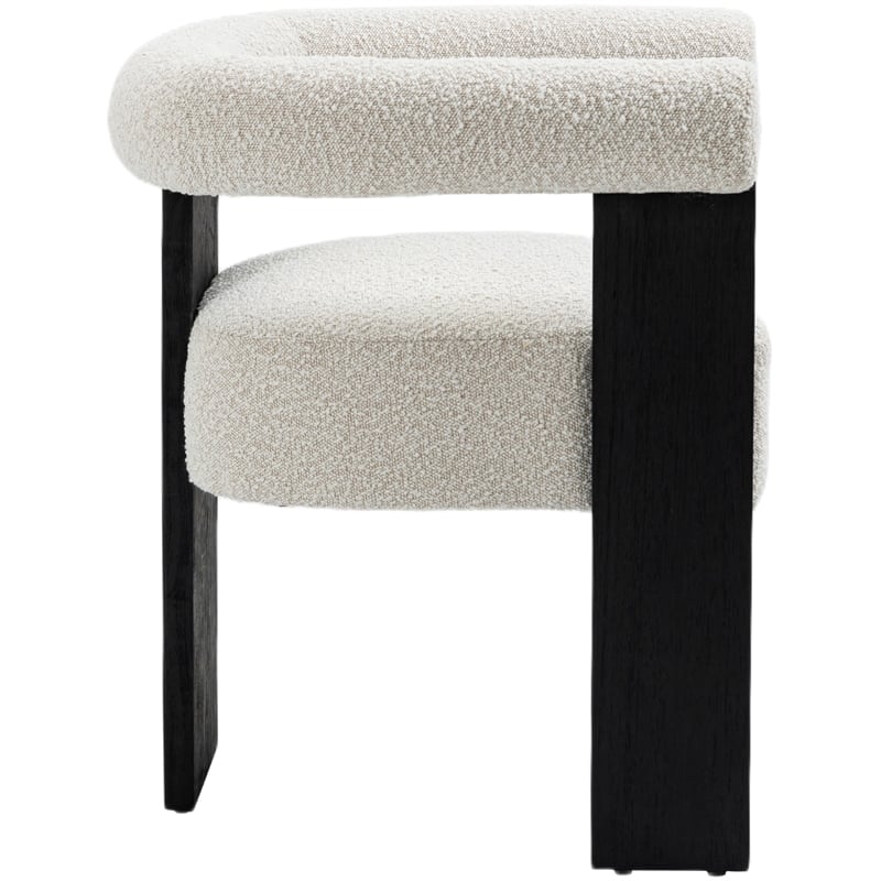 Pemberly Row Dining Chair in Cream  with Soild Wood Black Legs