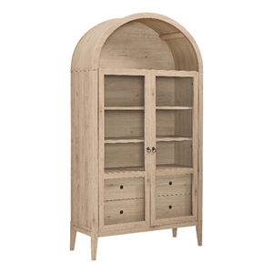 Pemberly Row Modern Wood Storage Display Cabinet in Light Oak