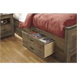 Pemberly Row Farmhouse Wood Twin Bed with Underbed Storage in Mahogany