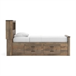 Pemberly Row Farmhouse Wood Twin Bookcase Bed with Underbed Storage in Brown