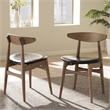 Pemberly Row Mid-Century Faux Leather Dining Chairs in Black (Set of 2)