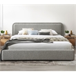 Pemberly Row Upholstered Platform King Bed in Gray Boucle Fabric