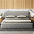 Pemberly Row Upholstered Platform King Bed in Gray Boucle Fabric