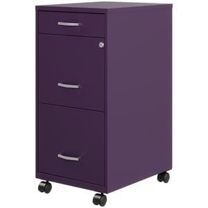 Pemberly Row 18&quotD 3 Drawer Mobile Metal Filing Cabinet in Midnight Purple