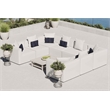 Pemberly Row 8-Piece Patio Fabric Upholstered Sectional Sofa in White