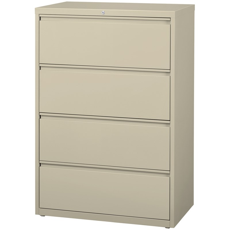 Pemberly Row 36-in Wide Metal 4 Drawer Lateral Filing Cabinet in Putty / Beige