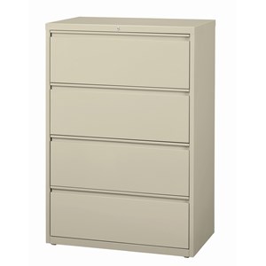 Pemberly Row 36-in Wide Metal 4 Drawer Lateral Filing Cabinet in Putty / Beige