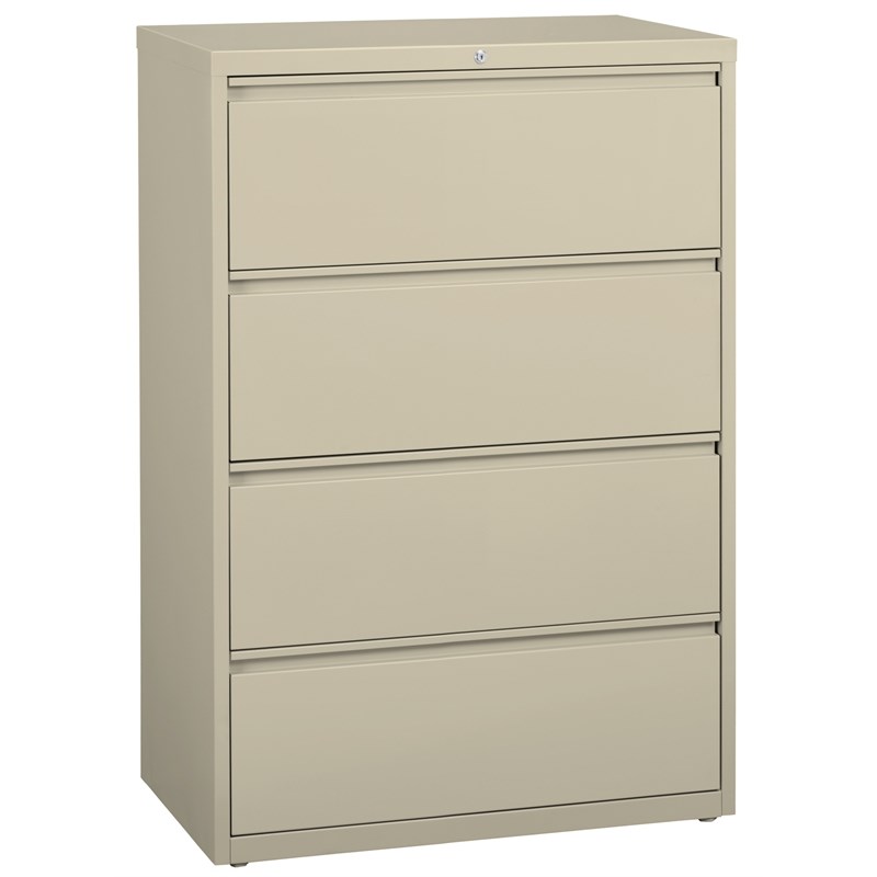 Pemberly Row 36-in Wide Metal 4 Drawer Lateral Filing Cabinet in Putty / Beige