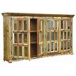 Pemberly Row Solid Wood 4 Door with Glass Inserts Buffet in Multi-Color